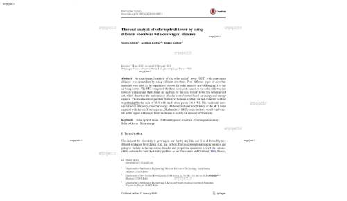 Thermal analysis of solar updraft tower by using different absorbers with convergent chimney